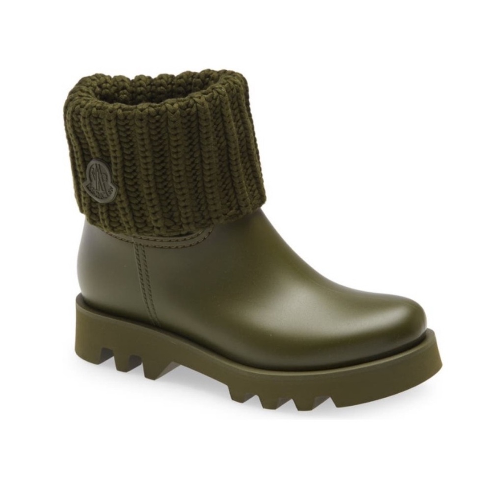 MONCLER | NIB $400 Ginette Waterproof Rain Boot in Olive Green, Size 39 - Picture 15 of 15